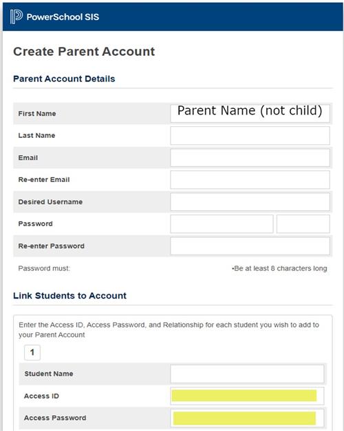 Parent Portal Create